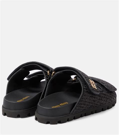 miu miu raffia sandals|Black Raffia.